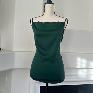 Chic Forest Green Cowl Neck 40% Silk Blend Camisole Top Size S